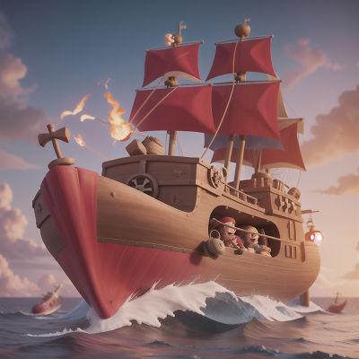 Image For Post Anime, hovercraft, pirate ship, treasure chest, superhero, laughter, HD, 4K, AI Generated Art