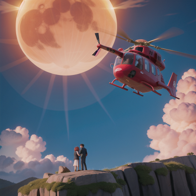 Image For Post Anime, solar eclipse, avalanche, helicopter, seafood restaurant, romance, HD, 4K, AI Generated Art