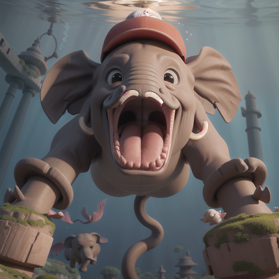 Image For Post Anime, hat, elephant, camera, anger, underwater city, HD, 4K, AI Generated Art