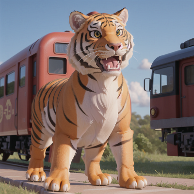 Image For Post Anime, train, tiger, king, shield, kangaroo, HD, 4K, AI Generated Art