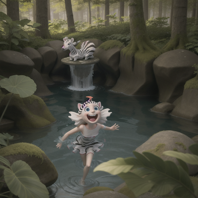 Image For Post Anime, swimming, ghostly apparition, forest, laughter, zebra, HD, 4K, AI Generated Art