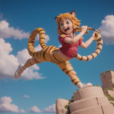 Image For Post Anime, flying, saxophone, circus, sabertooth tiger, island, HD, 4K, AI Generated Art