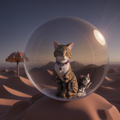 Image For Post Anime, crystal ball, fog, cat, desert, umbrella, HD, 4K, AI Generated Art