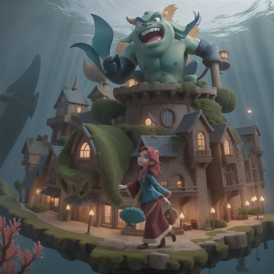 Image For Post Anime, ogre, wind, detective, mermaid, underwater city, HD, 4K, AI Generated Art