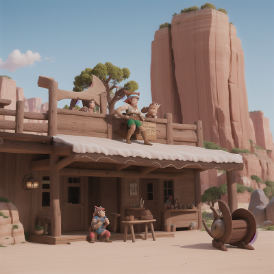 Image For Post Anime, elf, wild west town, cavemen, chimera, bakery, HD, 4K, AI Generated Art