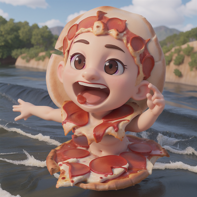 Image For Post Anime, pizza, shield, river, laughter, drought, HD, 4K, AI Generated Art