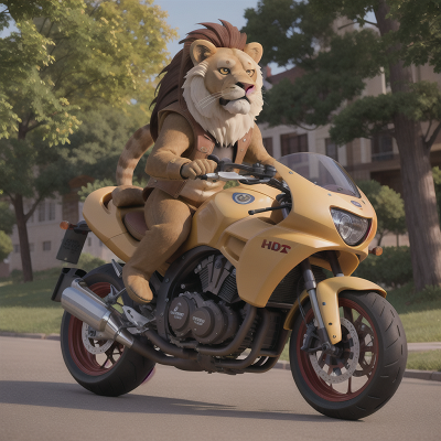Image For Post Anime, motorcycle, lion, park, shield, bear, HD, 4K, AI Generated Art