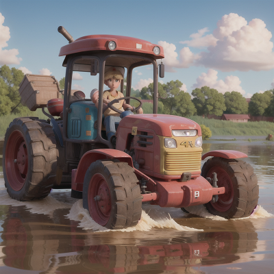 Image For Post Anime, tractor, drought, flood, failure, temple, HD, 4K, AI Generated Art