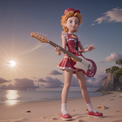Image For Post Anime, electric guitar, beach, solar eclipse, haunted mansion, hot dog stand, HD, 4K, AI Generated Art
