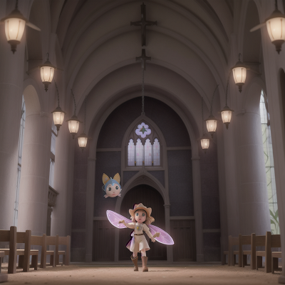 Image For Post Anime, cathedral, fairy dust, spaceship, cowboys, zookeeper, HD, 4K, AI Generated Art