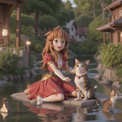 Image For Post Anime, cat, princess, river, betrayal, map, HD, 4K, AI Generated Art