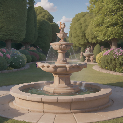 Image For Post Anime, fountain, garden, queen, city, dog, HD, 4K, AI Generated Art