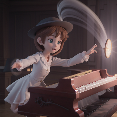 Image For Post Anime, piano, hat, teacher, energy shield, ghostly apparition, HD, 4K, AI Generated Art
