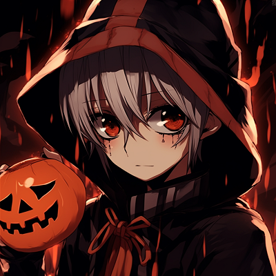 Image For Post | A Halloween-themed Tokyo Ghoul profile featuring Kaneki in an intimidating pose, accentuated with splashes of red against a grayscale palette. halloween pfp anime themes - [Halloween Anime PFP Spotlight](https://hero.page/pfp/halloween-anime-pfp-spotlight)
