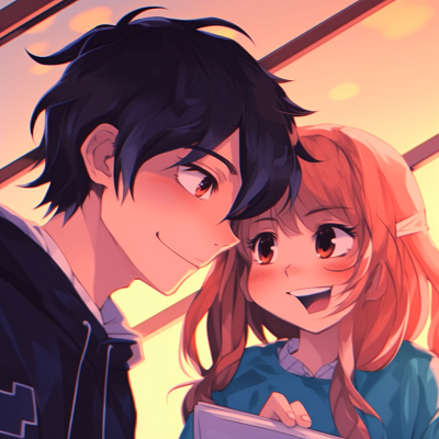 Image For Post | Fun interaction between characters, distinctive anime linework and lively colors. comedic couple anime pfp - [Couple Anime PFP Themes](https://hero.page/pfp/couple-anime-pfp-themes)