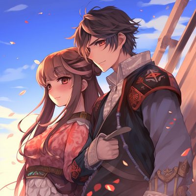 Image For Post | Two characters embarking on an adventure, rich colors and intricate clothing designs. adventure-focused couple anime pfp - [Couple Anime PFP Themes](https://hero.page/pfp/couple-anime-pfp-themes)