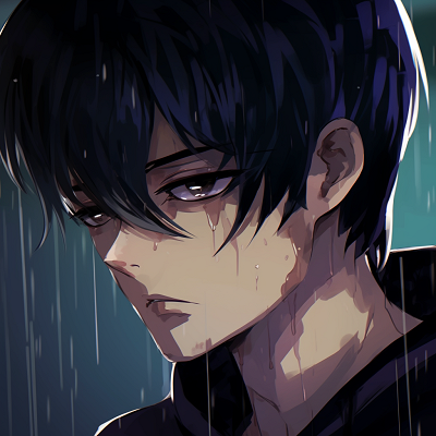 Image For Post | Close-up of a male protagonist with a sorrowful expression, featuring high contrast and fine details. sad anime pfp male - [Anime Sad Pfp Central](https://hero.page/pfp/anime-sad-pfp-central)