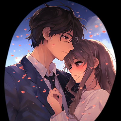 Image For Post | Anime lovers portrayed in a heartfelt stance, with attention to facial expressions and intricate hairstyle details artistic anime couple pfp - [Anime Couple pfp](https://hero.page/pfp/anime-couple-pfp)