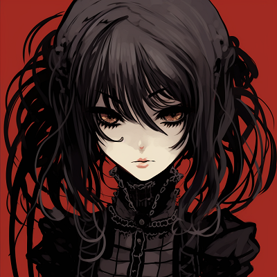 Image For Post | Vampire-themed anime girl in Gothic attire, accentuated by her fangs and dark colors, embodying a gothic, supernatural aesthetic. anime girl goth pfp - [Goth Anime PFP Gallery](https://hero.page/pfp/goth-anime-pfp-gallery)