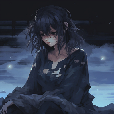 Image For Post | Anime character perched on rooftops, bathed in a twilight glow, warm orange and brown tones used. aesthetic depressed pfp images - [Depressed Anime PFP Collection](https://hero.page/pfp/depressed-anime-pfp-collection)