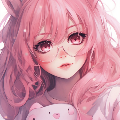 Image For Post | Anime girl with pink hair wearing glasses, detailed lines and soft colors. sophisticated pink anime girl pfp drawings pfp for discord. - [Pink Anime Girl PFP Gallery](https://hero.page/pfp/pink-anime-girl-pfp-gallery)
