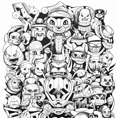 Image For Post | Pokemon characters gathering; a mix of bold and simple shapes. printable coloring page, black and white, free download - [All Pokemon Drawing Coloring Pages, Kids Fun, Adult Relaxation](https://hero.page/coloring/all-pokemon-drawing-coloring-pages-kids-fun-adult-relaxation)