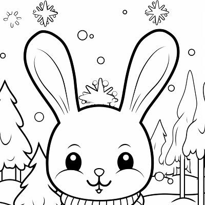 Image For Post Cold Weather Bunny on a Snowy Day - Printable Coloring Page