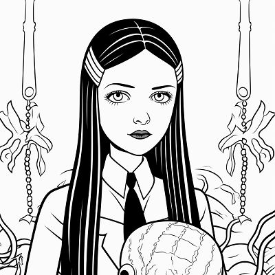 Image For Post Wednesday Addams with Her Beloved Pet - Wallpaper