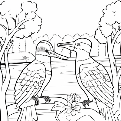 Image For Post Group of Seagulls - Printable Coloring Page