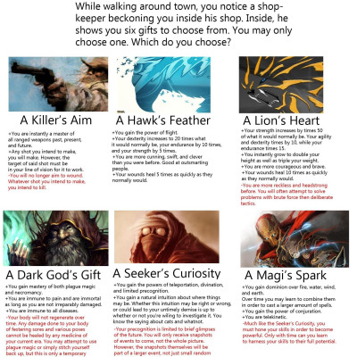 Image For Post A Shopkeeper offers you one of six gifts... CYOA