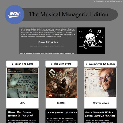 Image For Post The Musical Menagerie Edition CYOA