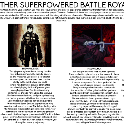 Image For Post Yet Another Superpowered Battle Royale CYOA (From /tg/)