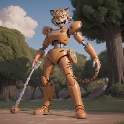Image For Post Anime, drought, robot, park, tiger, demon, HD, 4K, AI Generated Art