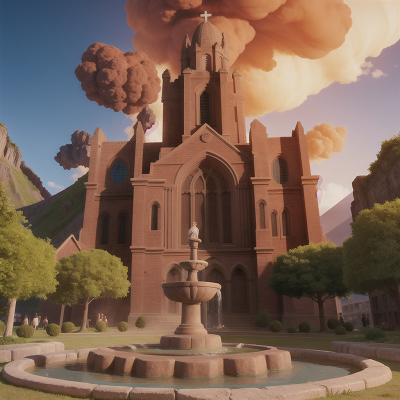 Image For Post Anime, teacher, cathedral, key, volcano, fountain, HD, 4K, AI Generated Art