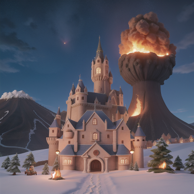 Image For Post Anime, castle, surprise, volcano, city, ogre, HD, 4K, AI Generated Art