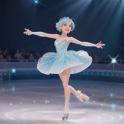 Image For Post Anime Art, Graceful ice skater, flowing light blue hair, performing on a sparkling ice rink