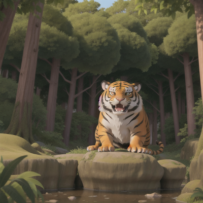 Image For Post Anime, drought, virtual reality, ogre, tiger, forest, HD, 4K, AI Generated Art