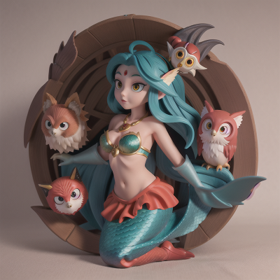 Image For Post Anime, owl, mermaid, cursed amulet, vampire, fox, HD, 4K, AI Generated Art