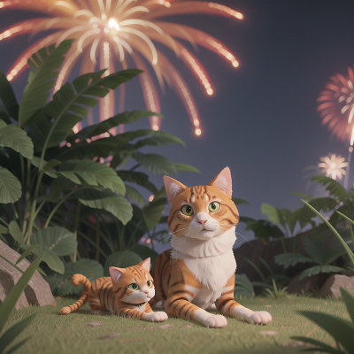 Image For Post Anime, jungle, fireworks, rocket, cat, dog, HD, 4K, AI Generated Art