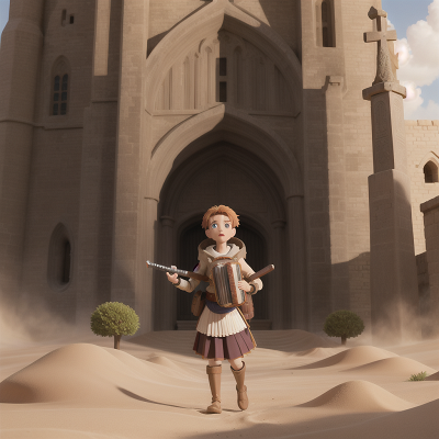 Image For Post Anime, sword, accordion, cathedral, exploring, sandstorm, HD, 4K, AI Generated Art