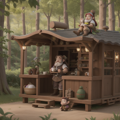 Image For Post Anime, coffee shop, dwarf, fairy, forest, car, HD, 4K, AI Generated Art