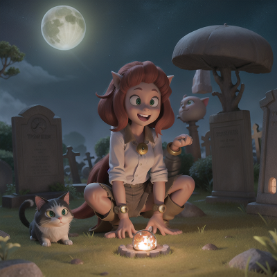 Image For Post Anime, troll, cat, scientist, haunted graveyard, alien planet, HD, 4K, AI Generated Art