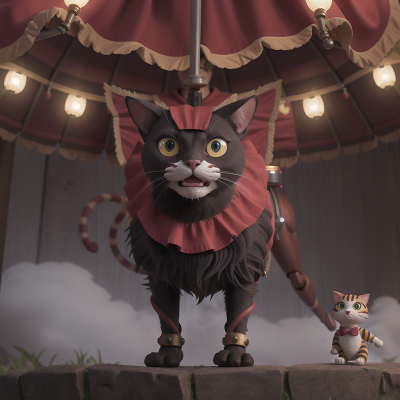 Image For Post Anime, circus, cat, robot, demon, fog, HD, 4K, AI Generated Art