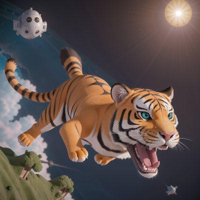 Image For Post Anime, tiger, key, ocean, space, submarine, HD, 4K, AI Generated Art