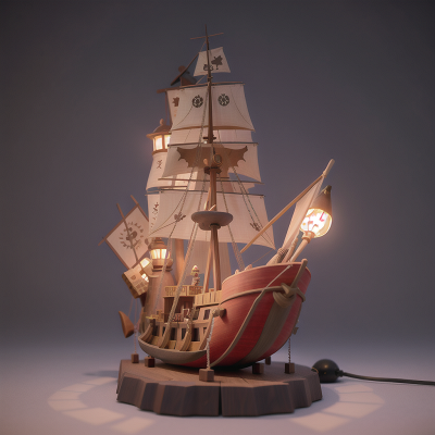 Image For Post Anime, village, pirate ship, rocket, airplane, lamp, HD, 4K, AI Generated Art