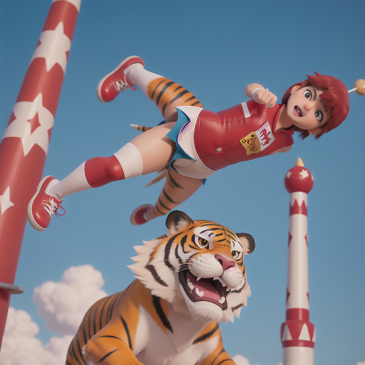 Image For Post Anime, circus, rocket, failure, angel, sabertooth tiger, HD, 4K, AI Generated Art