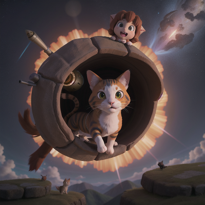 Image For Post Anime, cat, bagpipes, chimera, meteor shower, wormhole, HD, 4K, AI Generated Art