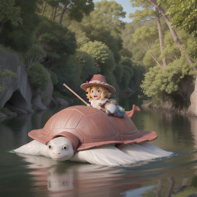 Image For Post Anime, river, flying, wizard's hat, turtle, yeti, HD, 4K, AI Generated Art