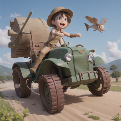 Image For Post Anime, archaeologist, flying, tractor, jumping, tank, HD, 4K, AI Generated Art