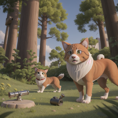 Image For Post Anime, dog, forest, cat, telescope, city, HD, 4K, AI Generated Art